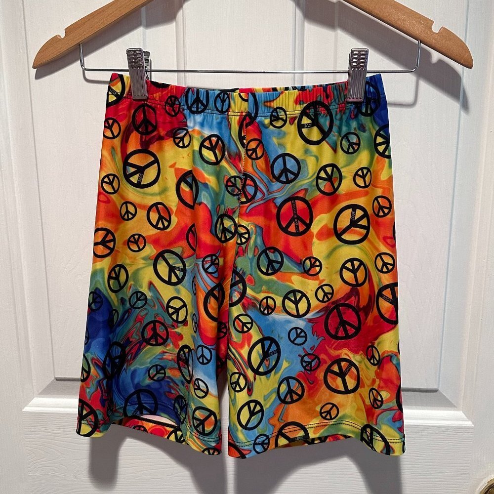 Fit 2 Win Tie Die Peace & Love Bike Spandex Shorts Size M